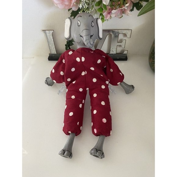 Elephant Toy Beaded Filled Soft Polka Dot Body Hand Painted Face Hands Feet Vtg - Picture 13 of 16